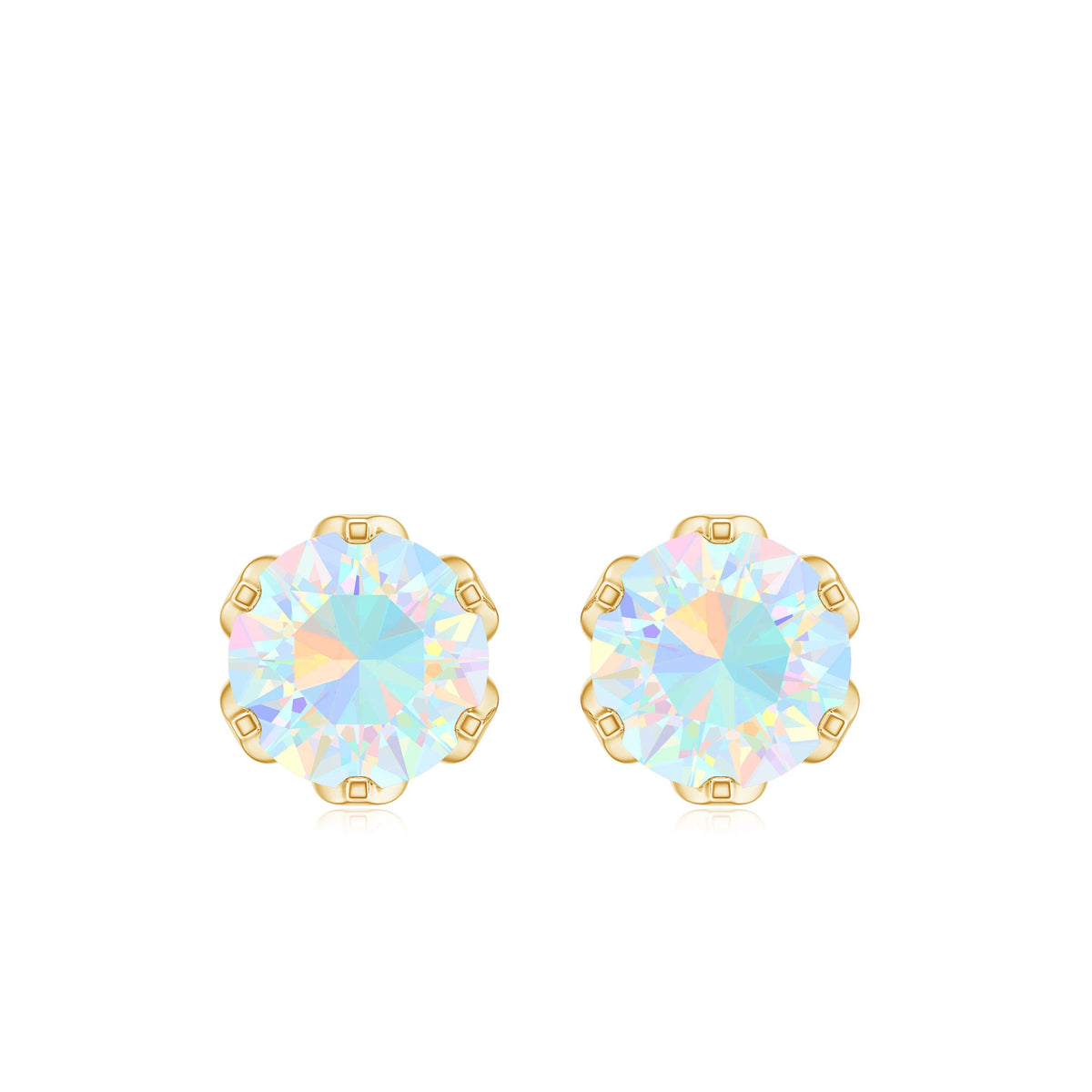 Natural 6mm Opalescent Earrings with Screw Back