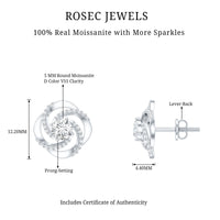 1 CT Round Shape Moissanite Swirl Stud Earrings