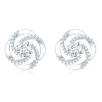 1 CT Round Shape Moissanite Swirl Stud Earrings