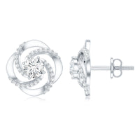 1 CT Round Shape Moissanite Swirl Stud Earrings
