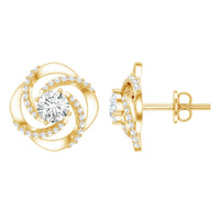 1 CT Round Shape Moissanite Swirl Stud Earrings