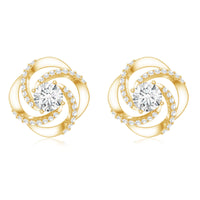 1 CT Round Shape Moissanite Swirl Stud Earrings