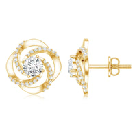 1 CT Round Shape Moissanite Swirl Stud Earrings