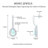 1.4 Carat Ethiopian Opal Teardrop Earrings with Moissanite Halo