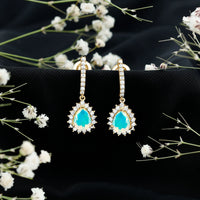 Natural Ethiopian Opal Teardrop Bridal Earrings with Moissanite Accent