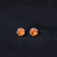 Yellow 1.5 carat fire opal solitaire crown stud earrings by Rosec Jewels, showcasing vibrant gemstone and elegant design.