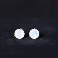 4 Carat Ethiopian Opal solitaire stud earrings in a double prong setting by Rosec Jewels, showcasing vibrant opal gemstones.