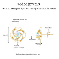 Genuine Ethiopian Opal and Diamond Swirl Stud Earrings