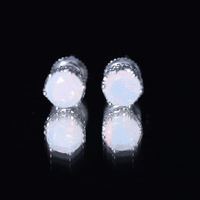 Natural Ethiopian Opal crown stud earrings with screw back by Rosec Jewels, showcasing white opal gemstones and elegant design.