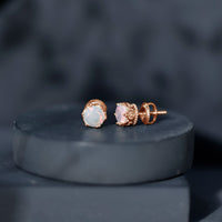Natural Ethiopian Opal crown stud earrings with screw back by Rosec Jewels, showcasing sparkling opal gemstones and elegant design.