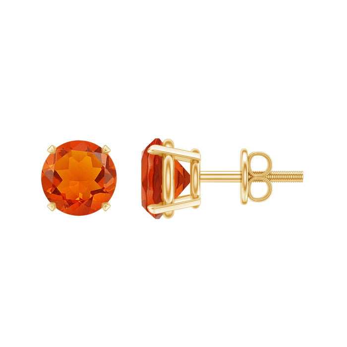 Fire opal stud earrings with screw-on backs by Rosec Jewels, showcasing vibrant orange-red gemstones on silver posts.