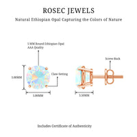 Real Ethiopian Opal Solitaire Stud Earrings