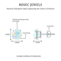 Real Ethiopian Opal Solitaire Stud Earrings