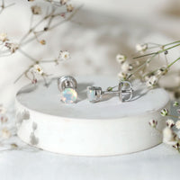 Real Ethiopian Opal Solitaire Stud Earrings