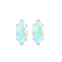 Certified Real Marquise Ethiopian Opal Earrings with Screw Back