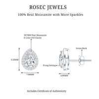 1.5 Carat Classic Moissanite Teardrop Stud Earrings with Halo