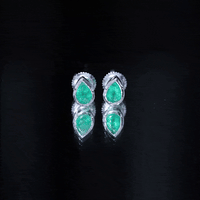 Genuine Emerald Teardrop Stud Earrings in Bezel Setting