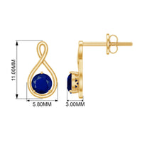 Rosec Jewels 3/4 CT round cut blue sapphire solitaire infinity stud earrings showing sparkling blue sapphires in a classic setting
