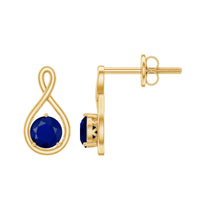Rosec Jewels 3/4 CT blue sapphire solitaire infinity stud earrings featuring round cut gemstones and classic design.