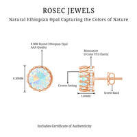 Rosec Jewels Real Ethiopian Opal crown stud earrings featuring vibrant opal gemstones and a secure post design.