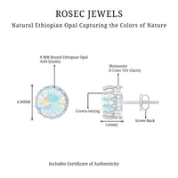 Real Ethiopian opal crown stud earrings by Rosec Jewels featuring vibrant opal gemstones and elegant gold settings.