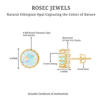 Ethiopian Opal Crown Stud Earrings by Rosec Jewels featuring vibrant opal gemstones and intricate crown design.