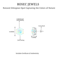4 Carat Genuine Round Ethiopian Opal Solitaire Stud Earrings