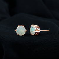 4 Carat Genuine Round Ethiopian Opal Solitaire Stud Earrings