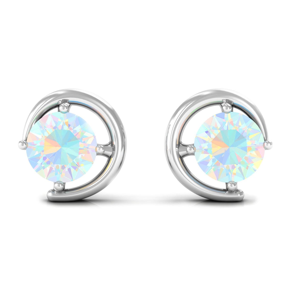 5 MM Prong Set Ethiopian Opal Solitaire Stud Earrings