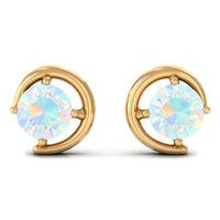 5 MM Prong Set Ethiopian Opal Solitaire Stud Earrings
