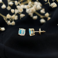 Natural Certified Cushion Cut Ethiopian Opal Stud Earrings For Women