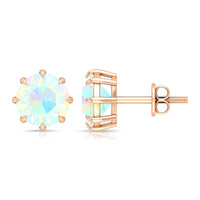 Natural 8mm Rainbow Ethiopian Opal Earrings with Screw Back