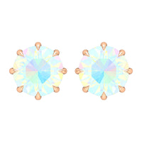 Natural 8mm Rainbow Ethiopian Opal Earrings with Screw Back