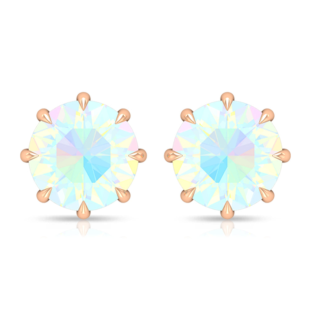 Natural 8mm Rainbow Ethiopian Opal Earrings with Screw Back