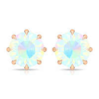 Natural 8mm Rainbow Ethiopian Opal Earrings with Screw Back