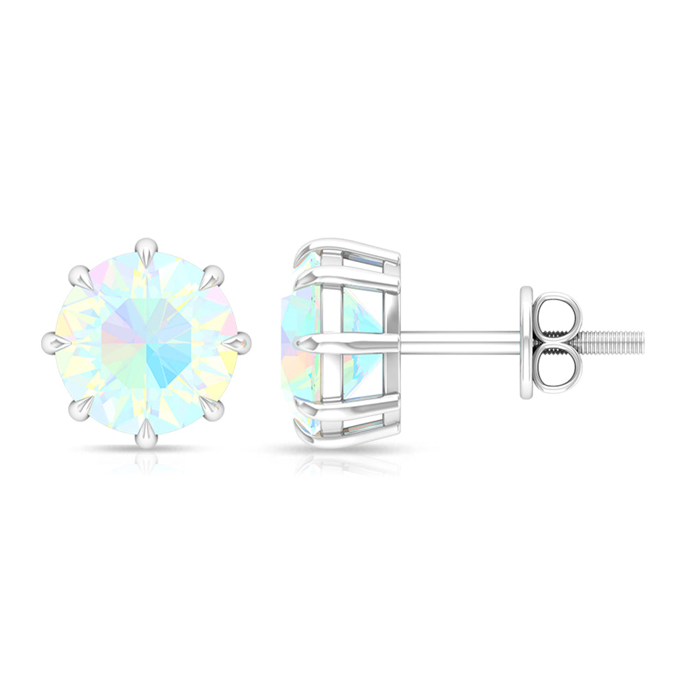 Natural 8mm Rainbow Ethiopian Opal Earrings with Screw Back