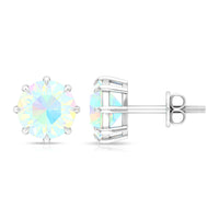 Natural 8mm Rainbow Ethiopian Opal Earrings with Screw Back