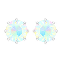 Natural 8mm Rainbow Ethiopian Opal Earrings with Screw Back