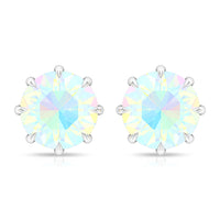 Natural 8mm Rainbow Ethiopian Opal Earrings with Screw Back
