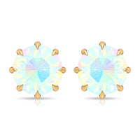 Natural 8mm Rainbow Ethiopian Opal Earrings with Screw Back