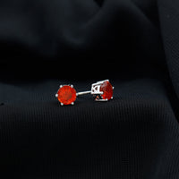 1.5 Carat Round Fire Opal Solitaire Stud Earrings