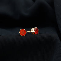 1.5 Carat Round Fire Opal Solitaire Stud Earrings