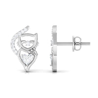 Heart Diamond Cat Stud Earrings For Women