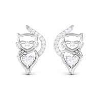 Heart Diamond Cat Stud Earrings For Women