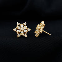 Rosec Jewels certified diamond snowflake stud earrings, sparkling and intricate, ideal for elegant jewelry collection.