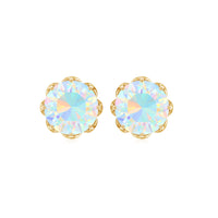 Ethiopian Opal solitaire stud earrings by Rosec Jewels featuring 6mm round decorative gemstones.