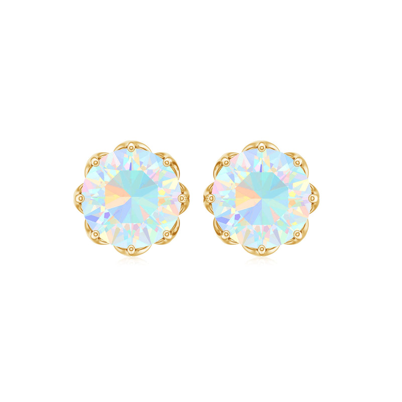 Ethiopian Opal solitaire stud earrings by Rosec Jewels featuring 6mm round decorative gemstones.