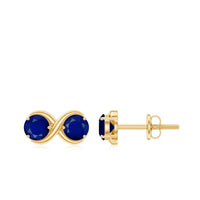 Rosec Jewels 1.50 CT blue sapphire two-stone infinity stud earrings, silver-tone earrings with sparkling blue gemstones.