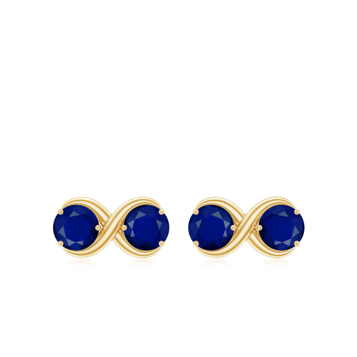 Simple blue sapphire two-stone infinity stud earrings by Rosec Jewels featuring 1.50 CT sapphires in a sleek design.