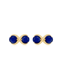 Simple blue sapphire two-stone infinity stud earrings by Rosec Jewels featuring 1.50 CT sapphires in a sleek design.